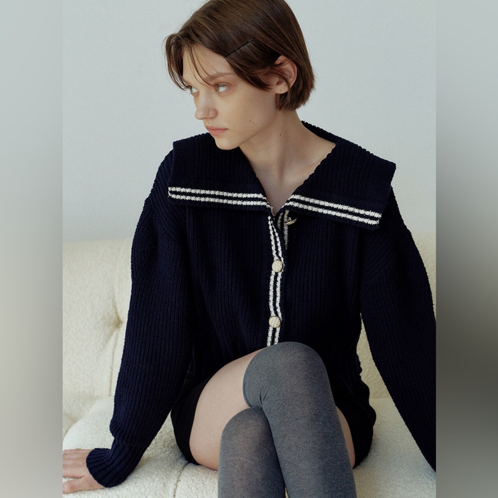 Hackesch Jodie Sailor Knit Cardigan (Navy) NWOT doen bode Christy dawn style
